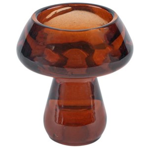 Candelabro doble de cristal moca con forma de hongo - 7,3 cm