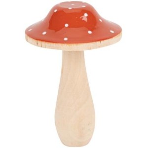 Seta Redonda con Lunares en Terracota y Madera Lacada en Blanco - 9 cm