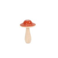 Seta Redonda con Lunares en Terracota y Madera Lacada en Blanco - 9 cm