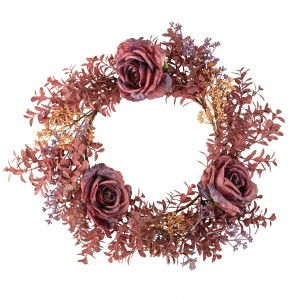 Corona de 3 rosas y follaje de Witchyland -  50 cm