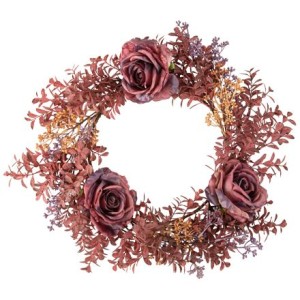 Corona de 3 rosas y follaje de Witchyland -  50 cm