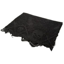 Mantel de encaje negro con araa y calavera - 1, 82 m. n1