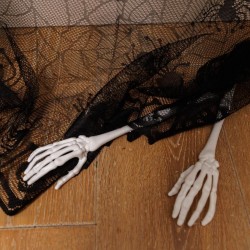 Mantel de encaje negro con araa y calavera - 1, 82 m. n2