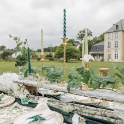 2 Velas Antorcha de Cera  Verde Gris. n5