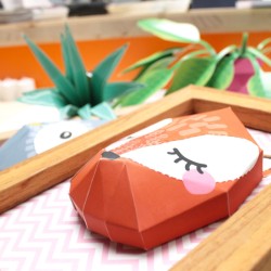 Mini trofeo de zorro de papel 3D para construir. n1
