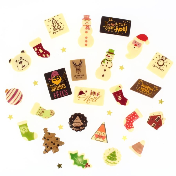 24 Pequeños Regalos de Chocolate (máximo 6 cm) - Calendario de Adviento 