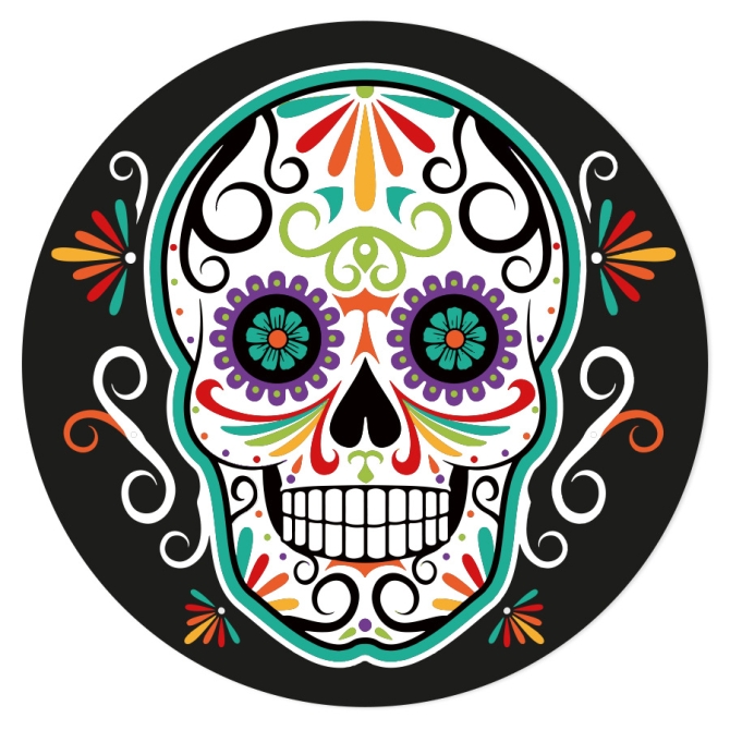 Disco Pastel Calavera Negra 