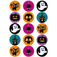 15 Mini discos Halloween - 50 mm