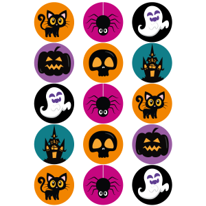 15 Mini discos Halloween - 50 mm