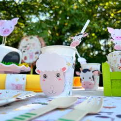 6 vasos de Animales de la Granja - reciclables. n1