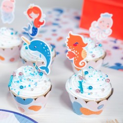 Kit Cupcake Sirena Coral - Reciclable. n°1