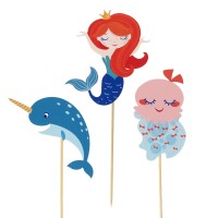 Cake Toppers Coral Sirena - Reciclable