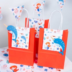 6 Bolsas de Regalo Sirena Coral - Reciclables. n5