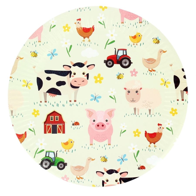 6 Platos de Animales de la Granja - Reciclables 