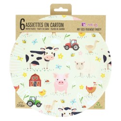 6 Platos de Animales de la Granja - Reciclables. n4