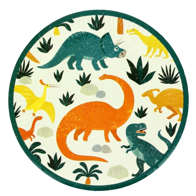 6 Platos Dinosaurio - Reciclable 