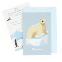 6 Invitaciones de Animales Polares - Reciclables