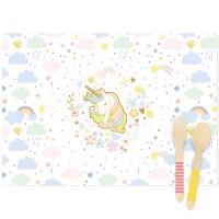 6 manteles individuales Unicornio - Reciclable