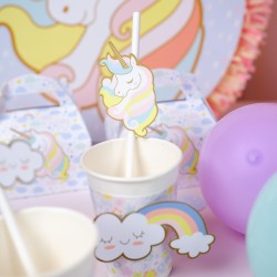 6 Pajitas de papel de unicornio - Reciclables. n1