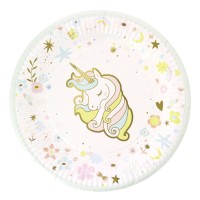 Contiene : 1 x 6 Platos de unicornio - Reciclables