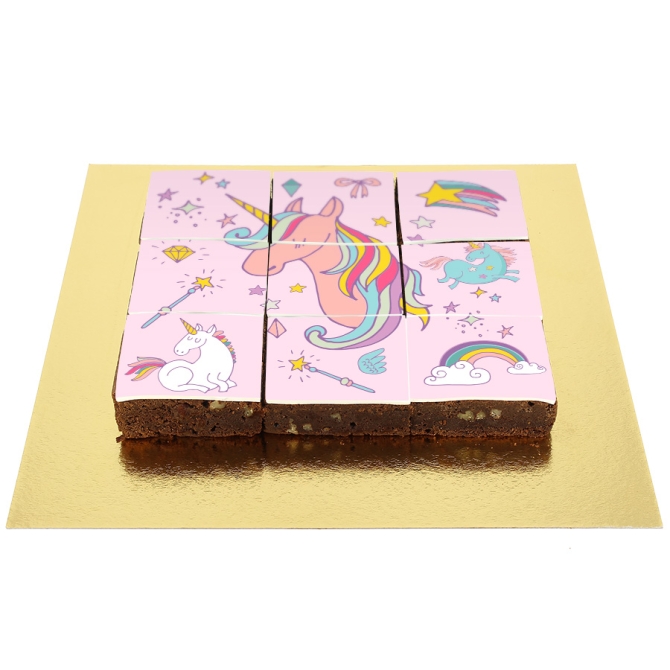 Brownies de unicornio rosa arcoíris 