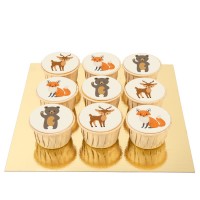 9 cupcakes de animales del bosque - chispas de chocolate