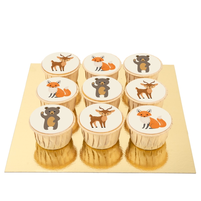 9 cupcakes de animales del bosque 