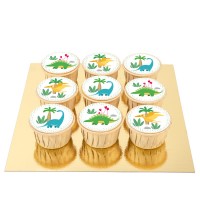 9 Cupcakes Dino Colores - Vainilla