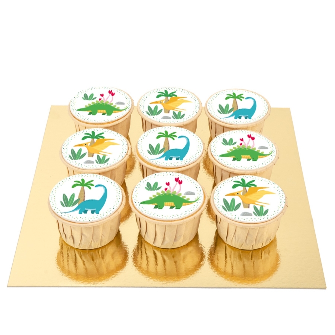 9 Cupcakes Dino Colores 