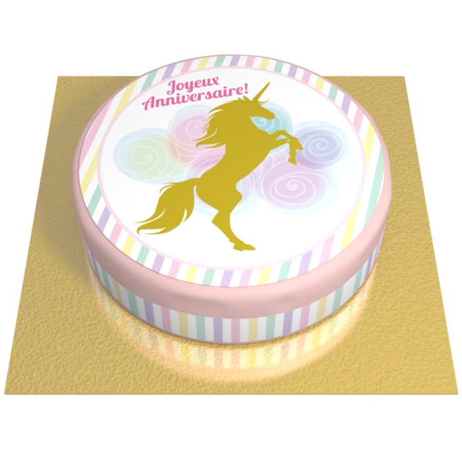 Pastel Unicornio Dorado - Ø 20 cm 