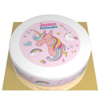 Tarta Unicornio Arcoiris -  26 cm Vainilla