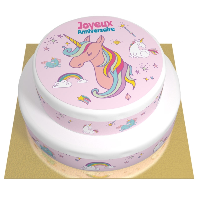Tarta Unicornio arcoíris - 2 capas 