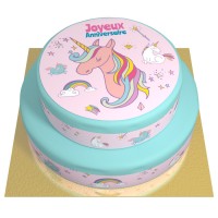 Tarta Unicornio arcoris azul - 2 Capas Chocolate