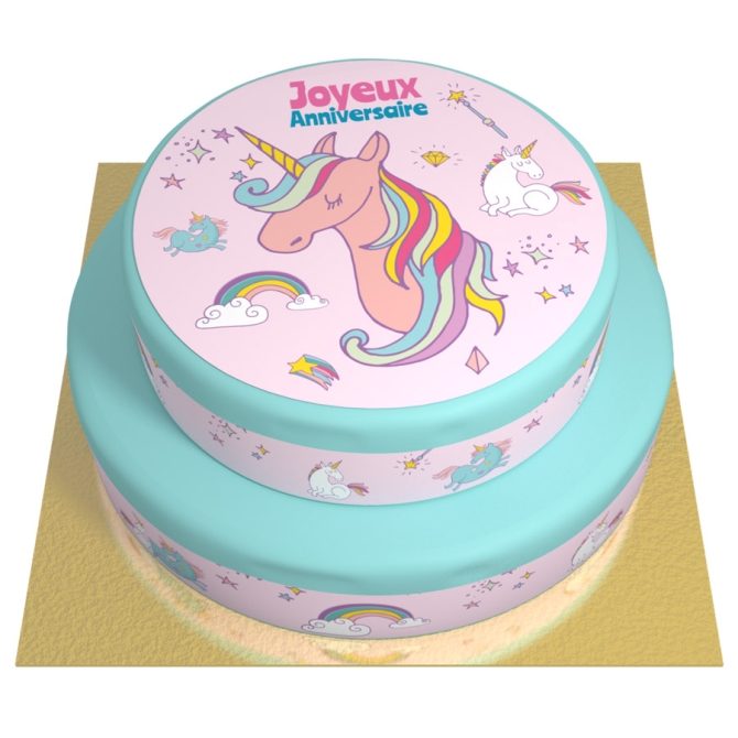 Tarta de unicornio arcoris azul - 2 capas 