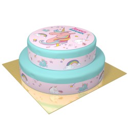 Tarta de unicornio arcoris azul - 2 capas. n1