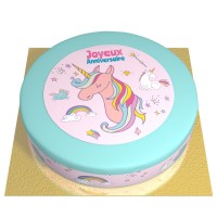 Tarta Unicornio Arcoris Azul -  26 cm Vainilla