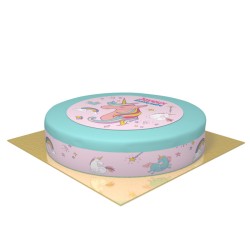 Tarta Unicornio Arco Iris Azul -  26 cm. n1