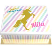 Tarta Unicornio Dorado Personalizable - 26 x 20 cm Chocolate