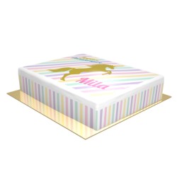 Tarta Unicornio Dorado Personalizable - 26 x 20 cm. n1