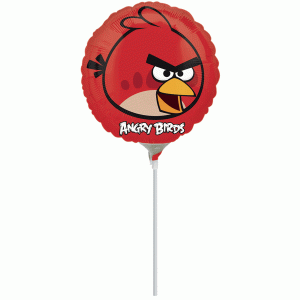 Globo en tallo Angry Bird rojo