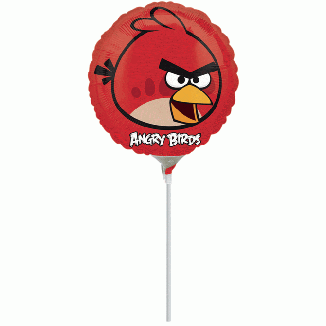 Globo en tallo Angry Bird rojo 