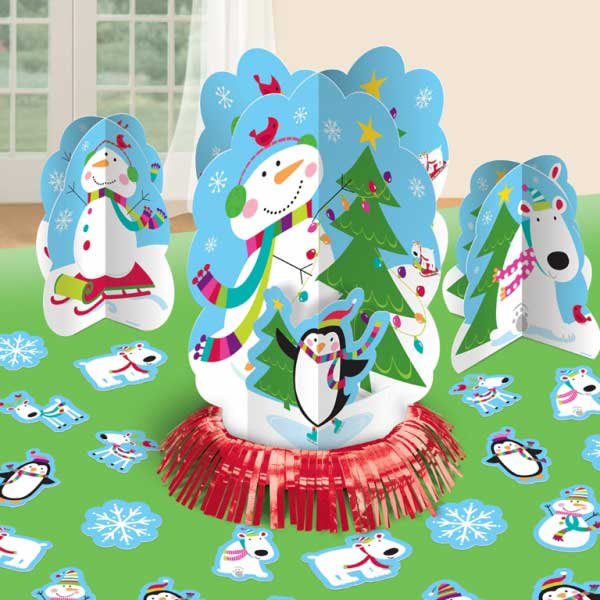Kit de decoración de mesa muñeco de nieve feliz 