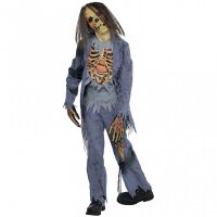 Disfraz de Esqueleto Zombie Pelo Largo Talla 8-10 Aos