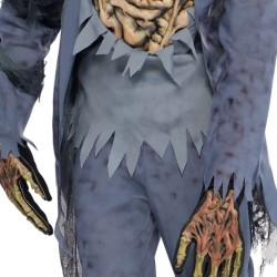 Disfraz de Esqueleto Zombie pelo largo. n°1