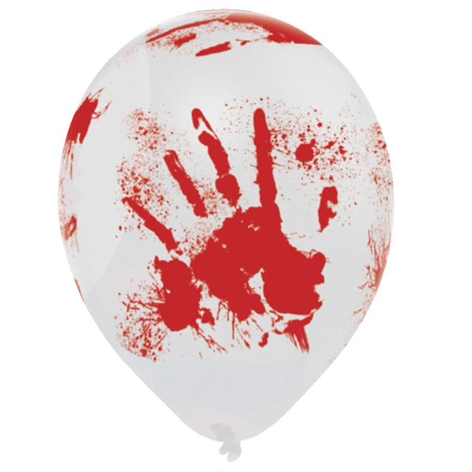 6 globos de manos ensangrentadas 