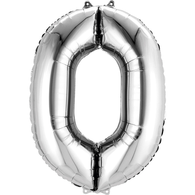 Globo Gigante Nmero 0 Plata (88 cm) 