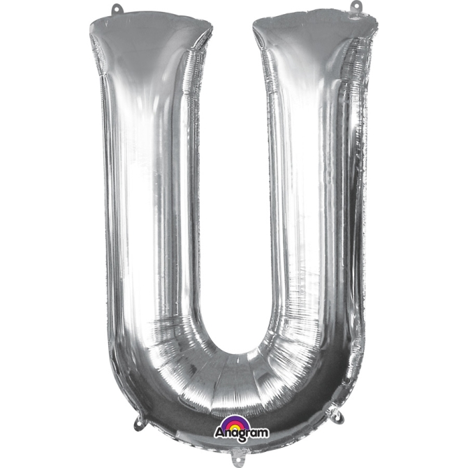 Globo Letra U Plata (33cm) 