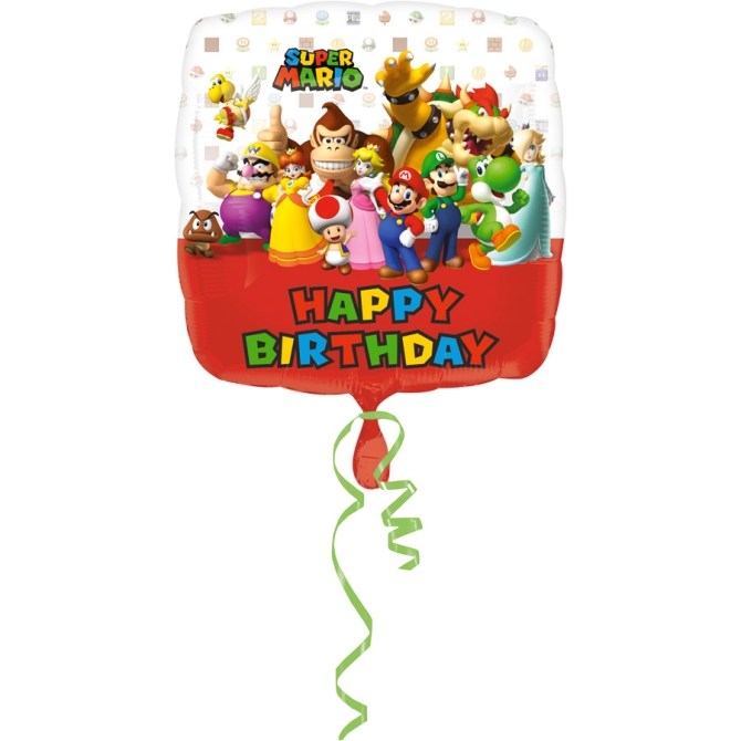 Globo Plano Feliz Cumpleaños Mario (43 cm) 