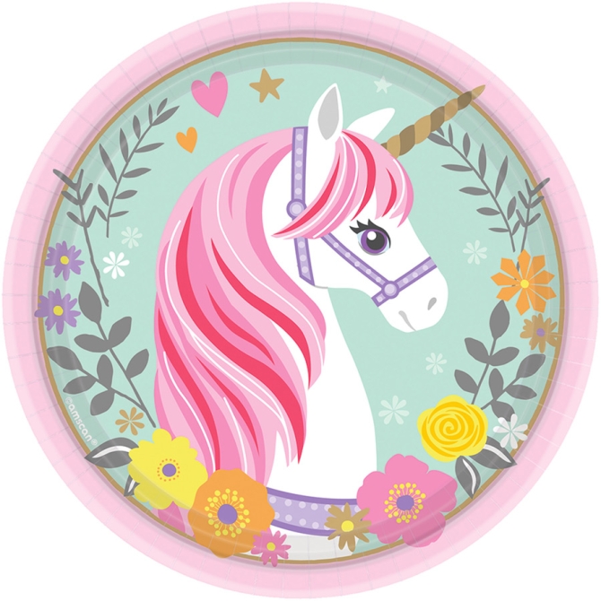 8 platos pequeos Unicornio Mgico 