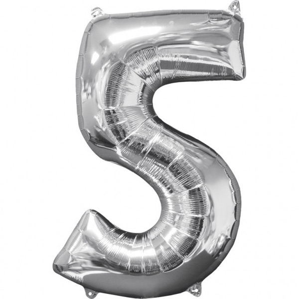 Globo Gigante Nmero 5 Plata (66 cm) 